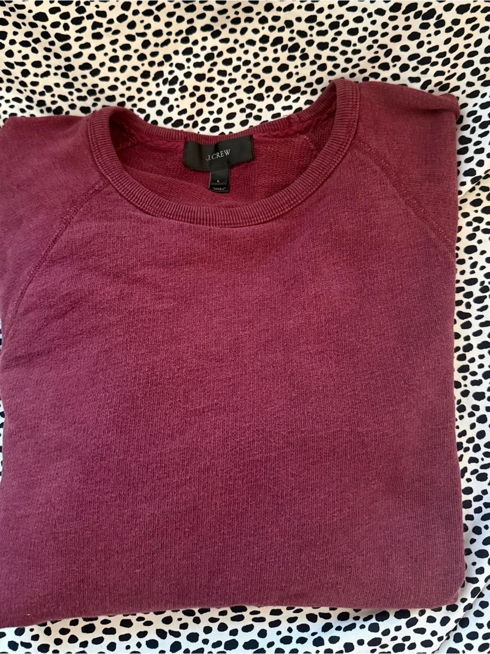 J. Crew Men's Crewneck Sweatshirt with Side Zippers in Burgundy
